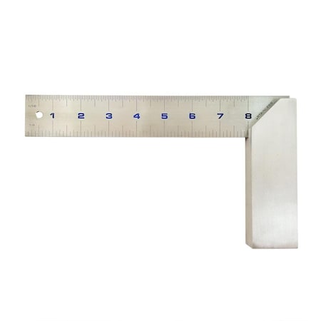 Big Horn 8-Inch Try Square, 1/8" & 1/16" Graduation Solid Aluminum Handle with Stainless Steel Blade 19586